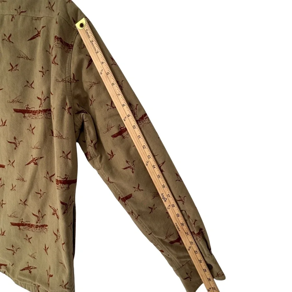LL Bean Signature Slim Fit Chamois Jacket Geese Camo Quilted Lined Mens M 522077